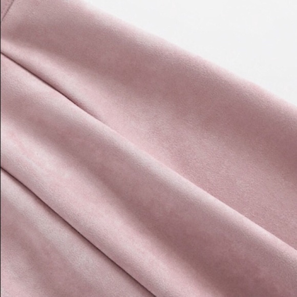 LAST: Large Blush Pink Vegan Suede Skirt - Picture 4 of 7